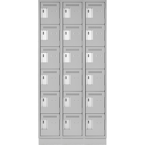 Clean Line Lockerette, 6 -tier, Bank of 3, 36" x 18" x 76", Steel, Grey, Rivet (Assembled) Distribution Jean Lapalme