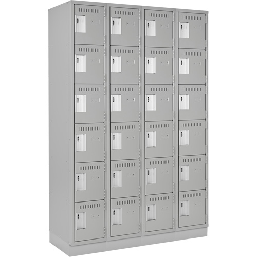 Clean Line Lockerette, 6 -tier, Bank of 4, 48" x 18" x 76", Steel, Grey, Rivet (Assembled) Distribution Jean Lapalme