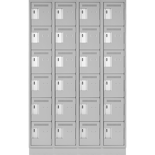 Clean Line Lockerette, 6 -tier, Bank of 4, 48" x 18" x 76", Steel, Grey, Rivet (Assembled) Distribution Jean Lapalme