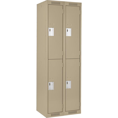 Clean Line Lockers, 2 -tier, Bank of 2, 24" x 18" x 72", Steel, Beige, Rivet (Assembled) Distribution Jean Lapalme