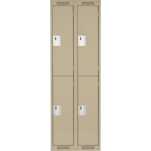 Clean Line Lockers, 2 -tier, Bank of 2, 24" x 18" x 72", Steel, Beige, Rivet (Assembled) Distribution Jean Lapalme