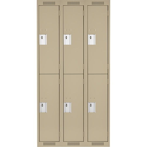 Clean Line Lockers, 2 -tier, Bank of 3, 36" x 18" x 72", Steel, Beige, Rivet (Assembled) Distribution Jean Lapalme