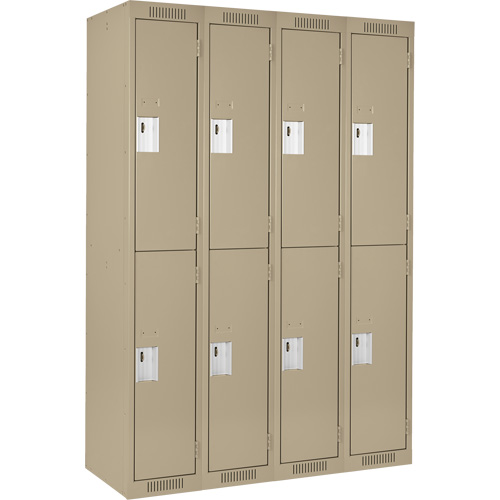 Clean Line Lockers, 2 -tier, Bank of 4, 48" x 18" x 72", Steel, Beige, Rivet (Assembled) Distribution Jean Lapalme