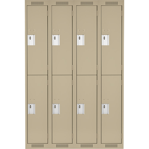 Clean Line Lockers, 2 -tier, Bank of 4, 48" x 18" x 72", Steel, Beige, Rivet (Assembled) Distribution Jean Lapalme