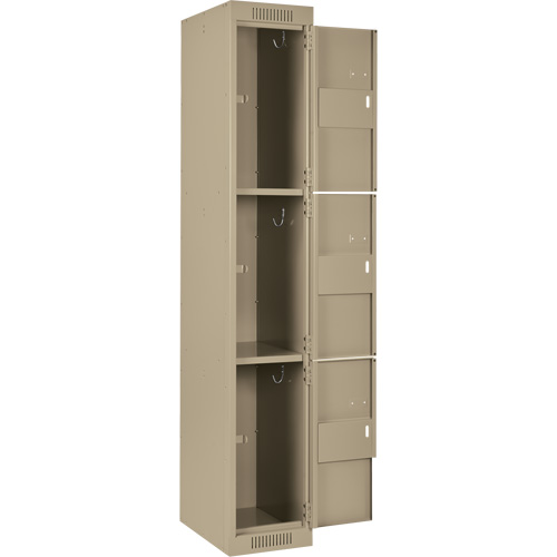 Clean Line Lockers, 3 -tier, Bank of 3, 36" x 18" x 72", Steel, Beige, Rivet (Assembled) Distribution Jean Lapalme