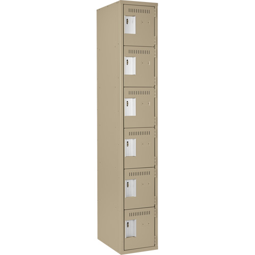 Petits casiers Clean Line, 6 niveaux, 12" x 18" x 72", Acier, Beige, Rivet (assembl&eacute;) Distribution Jean Lapalme