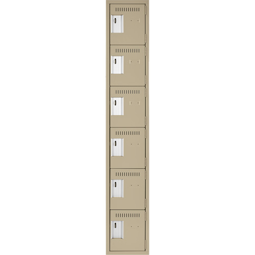 Petits casiers Clean Line, 6 niveaux, 12" x 18" x 72", Acier, Beige, Rivet (assembl&eacute;) Distribution Jean Lapalme