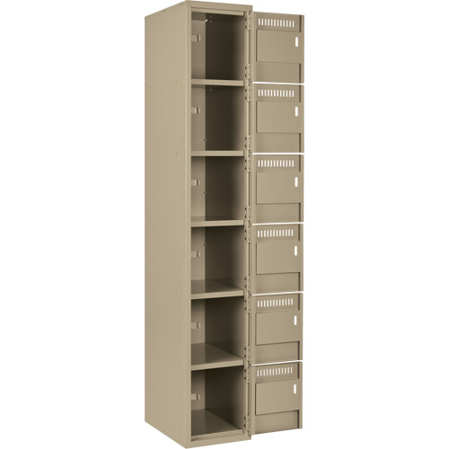 Clean Line Lockerette, 6 -tier, Bank of 3, 36" x 18" x 72", Steel, Beige, Rivet (Assembled) Distribution Jean Lapalme