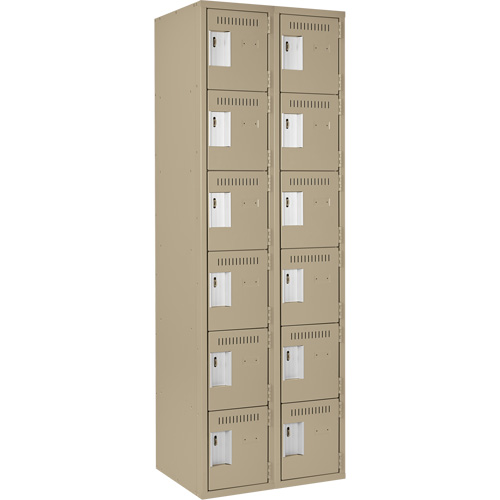 Clean Line Lockerette, 6 -tier, Bank of 2, 24" x 18" x 72", Steel, Beige, Rivet (Assembled) Distribution Jean Lapalme