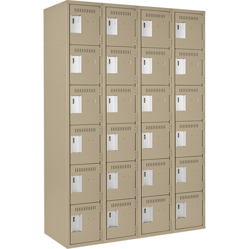 Clean Line Lockerette, 6 -tier, Bank of 4, 48" x 18" x 72", Steel, Beige, Rivet (Assembled) Distribution Jean Lapalme