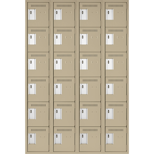 Clean Line Lockerette, 6 -tier, Bank of 4, 48" x 18" x 72", Steel, Beige, Rivet (Assembled) Distribution Jean Lapalme