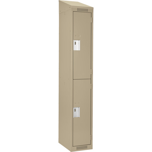 Clean Line Lockers, 2 -tier, 12" x 18" x 78", Steel, Beige, Rivet (Assembled) Distribution Jean Lapalme