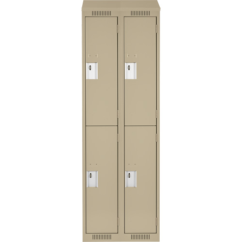 Clean Line Lockers, 2 -tier, Bank of 2, 24" x 18" x 78", Steel, Beige, Rivet (Assembled) Distribution Jean Lapalme