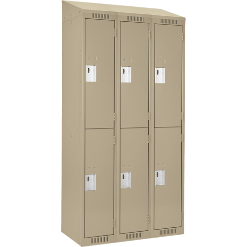 Clean Line Lockers, 2 -tier, Bank of 3, 36" x 18" x 78", Steel, Beige, Rivet (Assembled) Distribution Jean Lapalme