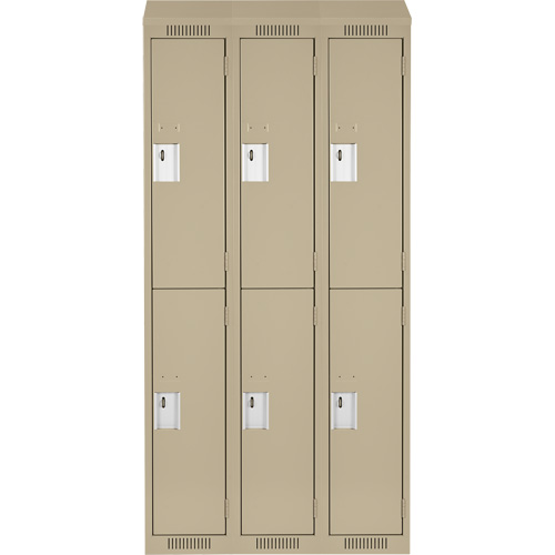 Clean Line Lockers, 2 -tier, Bank of 3, 36" x 18" x 78", Steel, Beige, Rivet (Assembled) Distribution Jean Lapalme