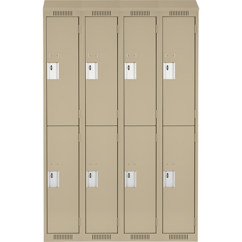 Clean Line Lockers, 2 -tier, Bank of 4, 48" x 18" x 78", Steel, Beige, Rivet (Assembled) Distribution Jean Lapalme
