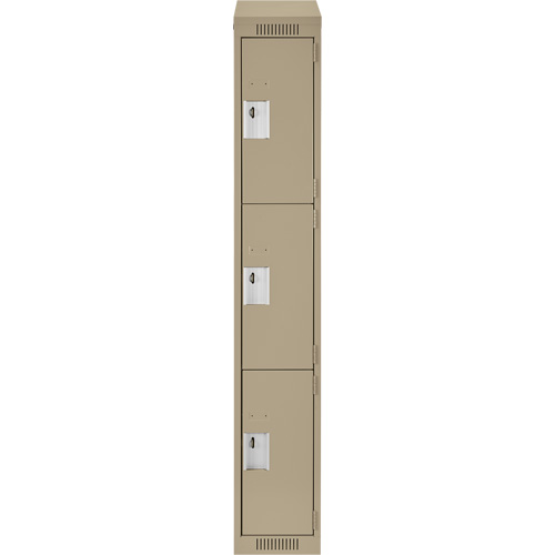 Clean Line Lockers, 3 -tier, 12" x 18" x 78", Steel, Beige, Rivet (Assembled) Distribution Jean Lapalme