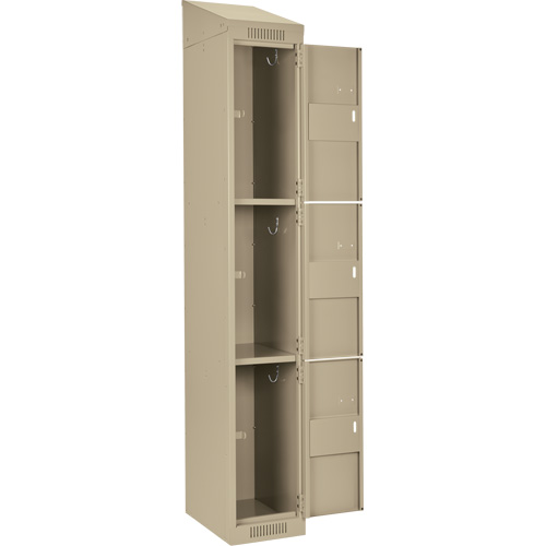 Clean Line Lockers, 3 -tier, Bank of 4, 48" x 18" x 78", Steel, Beige, Rivet (Assembled) Distribution Jean Lapalme