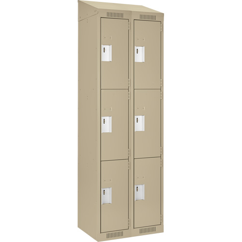 Clean Line Lockers, 3 -tier, Bank of 2, 24" x 18" x 78", Steel, Beige, Rivet (Assembled) Distribution Jean Lapalme