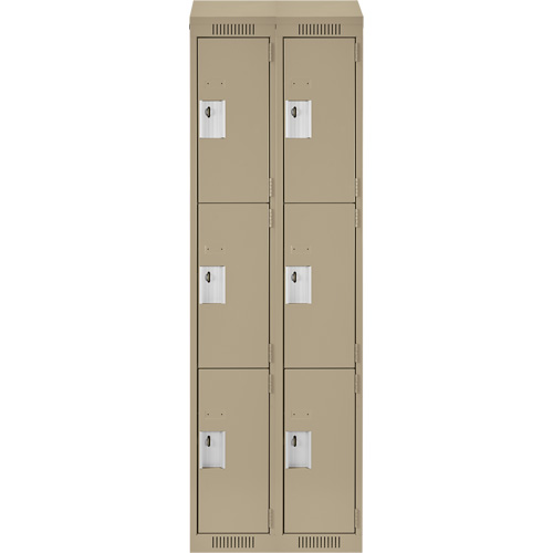 Clean Line Lockers, 3 -tier, Bank of 2, 24" x 18" x 78", Steel, Beige, Rivet (Assembled) Distribution Jean Lapalme