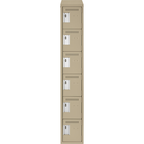 Petits casiers Clean Line, 6 niveaux, 12" x 18" x 78", Acier, Beige, Rivet (assembl&eacute;) Distribution Jean Lapalme