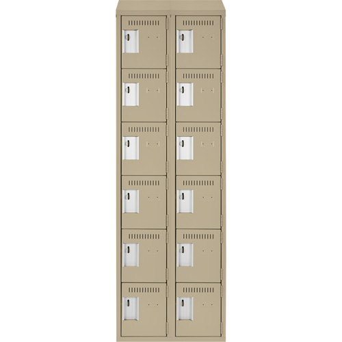 Clean Line Lockerette, 6 -tier, Bank of 2, 24" x 18" x 78", Steel, Beige, Rivet (Assembled) Distribution Jean Lapalme
