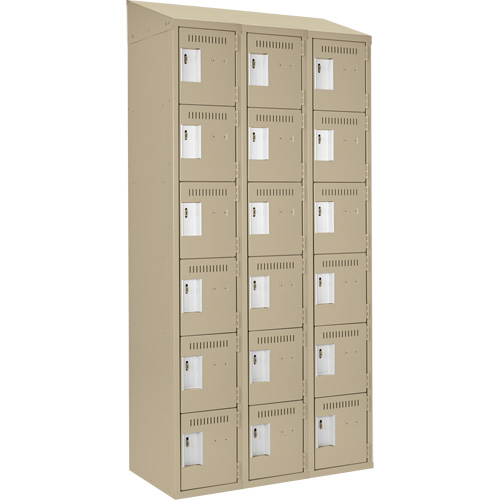 Clean Line Lockerette, 6 -tier, Bank of 3, 36" x 18" x 78", Steel, Beige, Rivet (Assembled) Distribution Jean Lapalme
