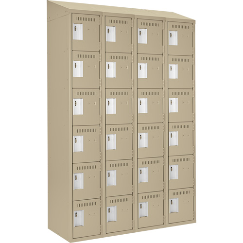 Clean Line Lockerette, 6 -tier, Bank of 4, 48" x 18" x 78", Steel, Beige, Rivet (Assembled) Distribution Jean Lapalme