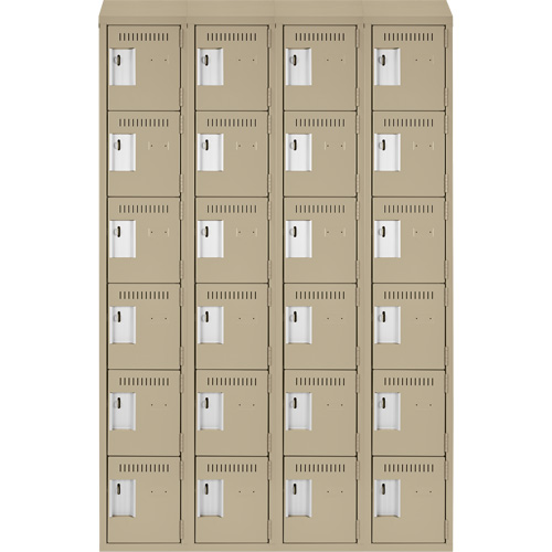 Clean Line Lockerette, 6 -tier, Bank of 4, 48" x 18" x 78", Steel, Beige, Rivet (Assembled) Distribution Jean Lapalme