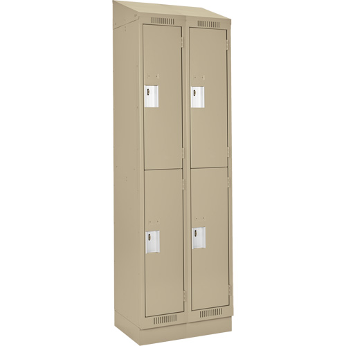Clean Line Lockers, 2 -tier, Bank of 2, 24" x 18" x 82", Steel, Beige, Rivet (Assembled) Distribution Jean Lapalme