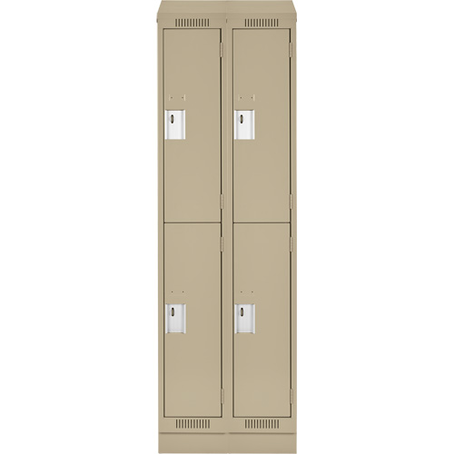 Clean Line Lockers, 2 -tier, Bank of 2, 24" x 18" x 82", Steel, Beige, Rivet (Assembled) Distribution Jean Lapalme