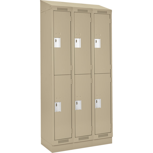 Clean Line Lockers, 2 -tier, Bank of 3, 36" x 18" x 82", Steel, Beige, Rivet (Assembled) Distribution Jean Lapalme