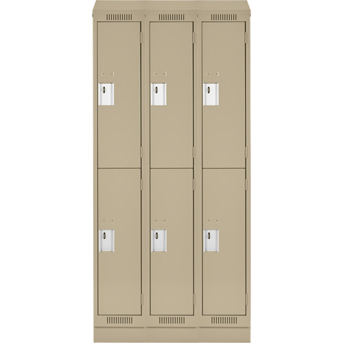 Clean Line Lockers, 2 -tier, Bank of 3, 36" x 18" x 82", Steel, Beige, Rivet (Assembled) Distribution Jean Lapalme