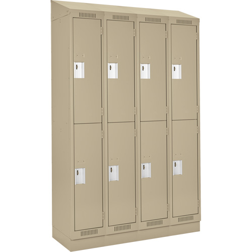 Clean Line Lockers, 2 -tier, Bank of 4, 48" x 18" x 82", Steel, Beige, Rivet (Assembled) Distribution Jean Lapalme