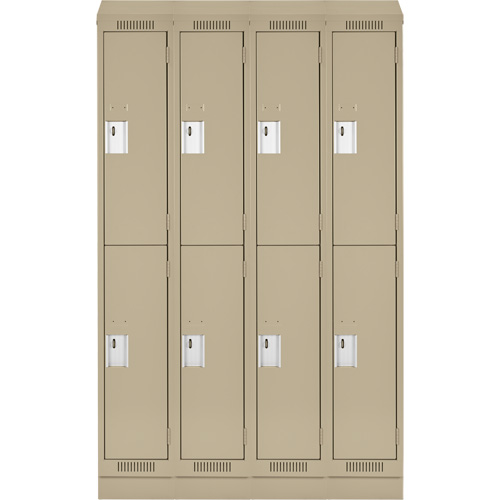 Clean Line Lockers, 2 -tier, Bank of 4, 48" x 18" x 82", Steel, Beige, Rivet (Assembled) Distribution Jean Lapalme
