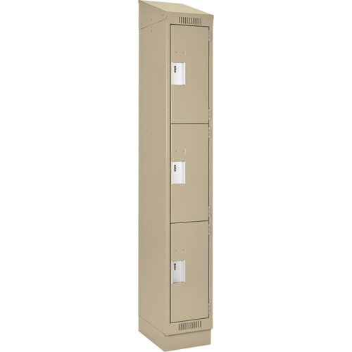 Clean Line Lockers, 3 -tier, 12" x 18" x 82", Steel, Beige, Rivet (Assembled) Distribution Jean Lapalme