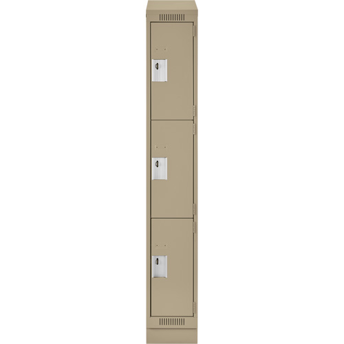 Clean Line Lockers, 3 -tier, 12" x 18" x 82", Steel, Beige, Rivet (Assembled) Distribution Jean Lapalme