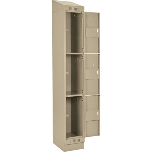 Clean Line Lockers, 3 -tier, Bank of 4, 48" x 18" x 82", Steel, Beige, Rivet (Assembled) Distribution Jean Lapalme