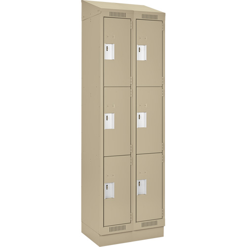 Clean Line Lockers, 3 -tier, Bank of 2, 24" x 18" x 82", Steel, Beige, Rivet (Assembled) Distribution Jean Lapalme