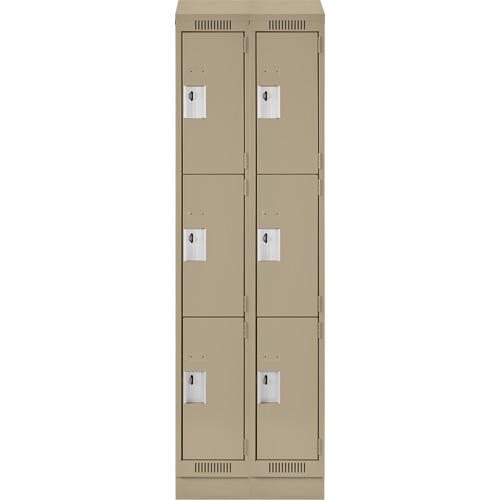Clean Line Lockers, 3 -tier, Bank of 2, 24" x 18" x 82", Steel, Beige, Rivet (Assembled) Distribution Jean Lapalme