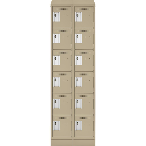 Clean Line Lockerette , 6 -tier, Bank of 2, 24" x 18" x 82", Steel, Beige, Rivet (Assembled) Distribution Jean Lapalme