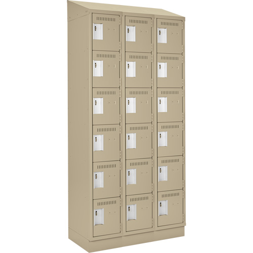 Clean Line Lockerette , 6 -tier, Bank of 3, 36" x 18" x 82", Steel, Beige, Rivet (Assembled) Distribution Jean Lapalme