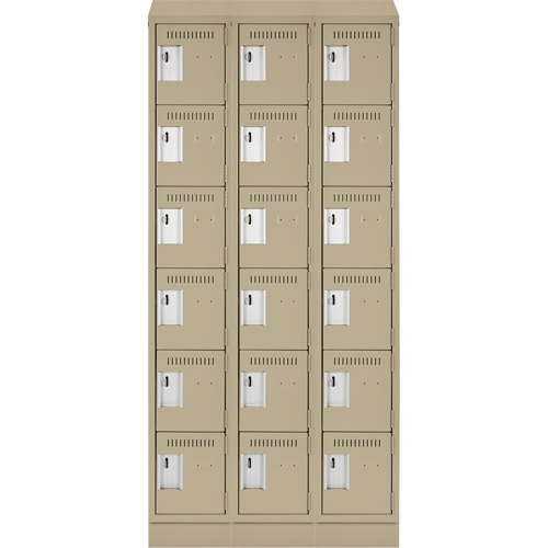 Clean Line Lockerette , 6 -tier, Bank of 3, 36" x 18" x 82", Steel, Beige, Rivet (Assembled) Distribution Jean Lapalme