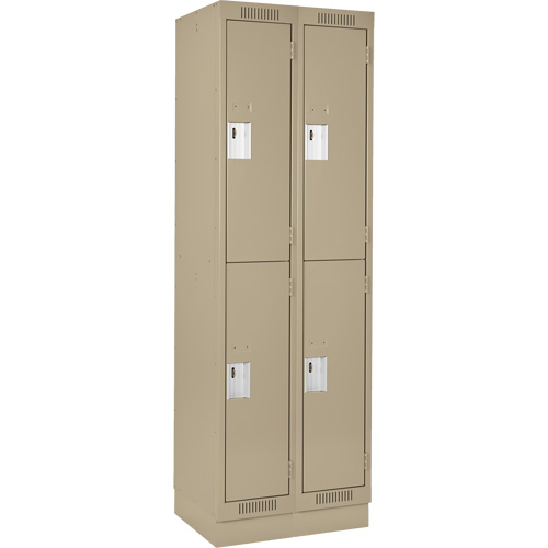 Clean Line Lockers, 2 -tier, Bank of 2, 24" x 18" x 76", Steel, Beige, Rivet (Assembled) Distribution Jean Lapalme