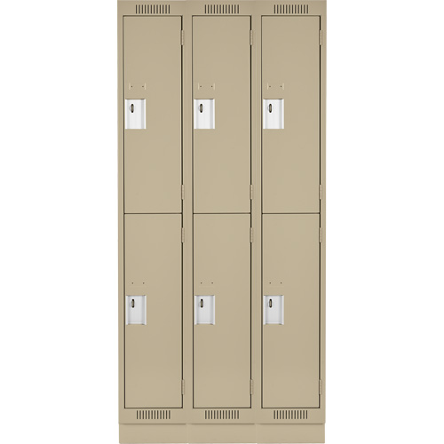 Clean Line Lockers, 2 -tier, Bank of 3, 36" x 18" x 76", Steel, Beige, Rivet (Assembled) Distribution Jean Lapalme