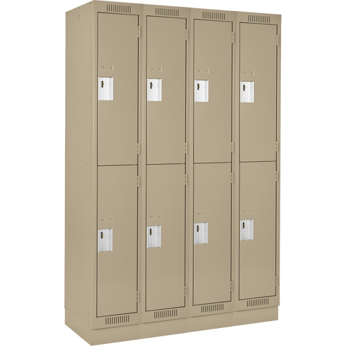 Clean Line Lockers, 2 -tier, Bank of 4, 48" x 18" x 76", Steel, Beige, Rivet (Assembled) Distribution Jean Lapalme