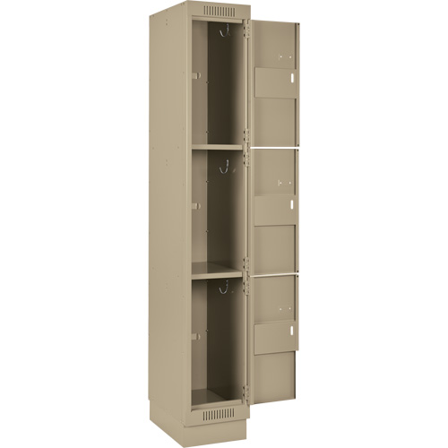 Clean Line Lockers, 3 -tier, Bank of 3, 36" x 18" x 76", Steel, Beige, Rivet (Assembled) Distribution Jean Lapalme
