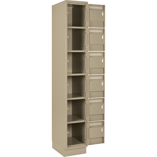 Clean Line Lockerette, 6 -tier, Bank of 3, 36" x 18" x 76", Steel, Beige, Rivet (Assembled) Distribution Jean Lapalme