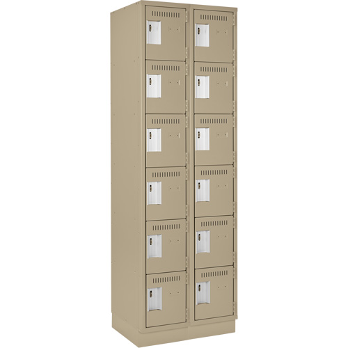 Clean Line Lockerette, 6 -tier, Bank of 2, 24" x 18" x 76", Steel, Beige, Rivet (Assembled) Distribution Jean Lapalme