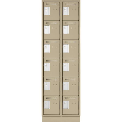 Clean Line Lockerette, 6 -tier, Bank of 2, 24" x 18" x 76", Steel, Beige, Rivet (Assembled) Distribution Jean Lapalme